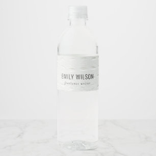 Étiquette Pour Bouteilles D'eau Elégant Classy Simple Ivory Blanc Cuir Texture