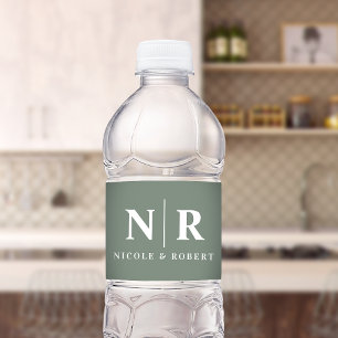 Étiquette Pour Bouteilles D'eau Élégant Couples Mariage Monogramme Personnalisé