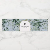 Étiquette Pour Bouteilles D'eau Elégant Dusty Bleu Botanique Verdure mariage (Étiquettes simples)