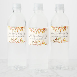 Étiquette Pour Bouteilles D'eau Élégant Feuilles d'automne Mariage personnalisé