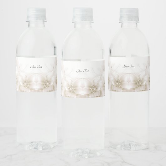 Étiquette Pour Bouteilles D'eau Elegant Ivory White Flowers Water Bottle Label (Bouteilles)