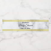 Étiquette Pour Bouteilles D'eau Elégant Marbre blanc Faux Baby shower Look (Étiquettes simples)
