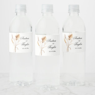 Étiquette Pour Bouteilles D'eau Élégant Mariage en herbe Pampas