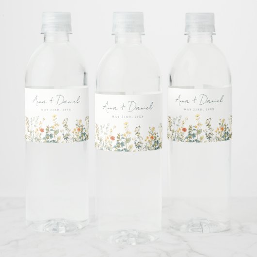 Étiquette Pour Bouteilles D'eau Élégant Mariage Fleur sauvage (Bouteilles)
