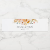 Étiquette Pour Bouteilles D'eau Élégant Mariage floral de pêche (Étiquettes simples)