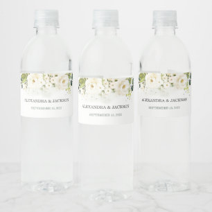 Étiquette Pour Bouteilles D'eau Élégant Mariage Rose & Or Blanc