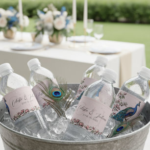 Étiquette Pour Bouteilles D'eau Élégant Mariage rose rose pâle rose