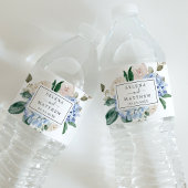 Étiquette Pour Bouteilles D'eau Élégant Mariage végétal bleu Hydrangea