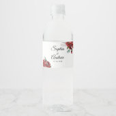 Étiquette Pour Bouteilles D'eau Élégant Marsala Rouge Rose Rustique Mariage (Devant)