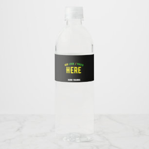 ÉTIQUETTE POUR BOUTEILLES D'EAU ÉLÉGANT MODERNE PERSONNALISABLE NOIR MARQUE VERIFI