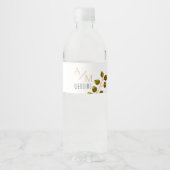 Étiquette Pour Bouteilles D'eau Élégant Monogramme blanc (Devant)