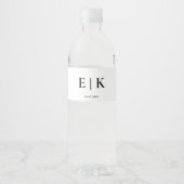 Étiquette Pour Bouteilles D'eau Élégant Monogramme Simple Mariage (Devant)