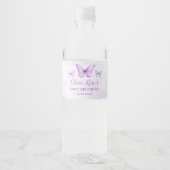 Étiquette Pour Bouteilles D'eau Elégant papillon violet 1er anniversaire fête (Devant)