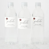 Étiquette Pour Bouteilles D'eau Élégant Script Maroon Lycée Graduate (Bouteilles)