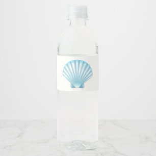 Étiquette Pour Bouteilles D'eau Elégant Shell Beach Blue Mariage nautique
