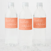 Étiquette Pour Bouteilles D'eau Élégant signature Script Mariage corail (Bouteilles)