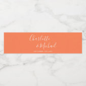 Étiquette Pour Bouteilles D'eau Élégant signature Script Mariage corail (Étiquettes simples)