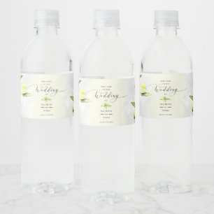 Étiquette Pour Bouteilles D'eau Elégante aquarelle Branches d'olive Mariage