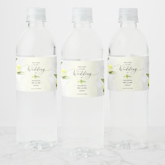 Étiquette Pour Bouteilles D'eau Elégante aquarelle Branches d'olive Mariage (Bouteilles)