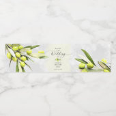 Étiquette Pour Bouteilles D'eau Elégante aquarelle Branches d'olive Mariage (Étiquettes simples)