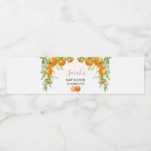 Étiquette Pour Bouteilles D'eau Elégante aquarelle oranges et fleur (Étiquettes simples)