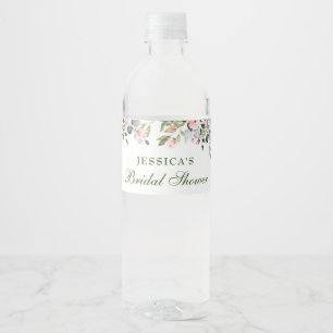 Étiquette Pour Bouteilles D'eau Élégante Fête des mariées Rose de l'Eucalyptus Blu