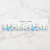 Étiquette Pour Bouteilles D'eau Elégante Hydrangée Bleue (Étiquettes simples)