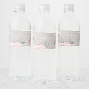 Étiquette Pour Bouteilles D'eau Élégante végétation fleurie de Blush