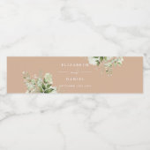 Étiquette Pour Bouteilles D'eau Élégante verdure Florale Tan Mariage (Étiquettes simples)