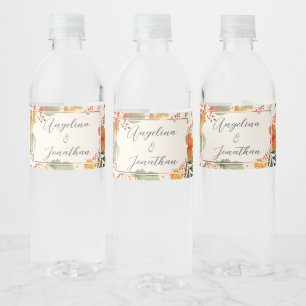 Étiquette Pour Bouteilles D'eau Élégantes Feuilles Automnales Aquarelle Mariage Su