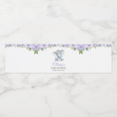 Étiquette Pour Bouteilles D'eau Eléphant, Fleurs d'aquarelle violette, Baby shower (Étiquettes simples)