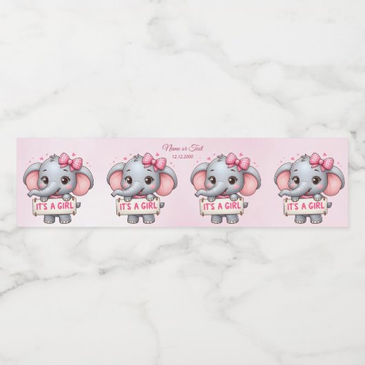 Étiquette Pour Bouteilles D'eau Eléphant rose (Étiquettes simples)