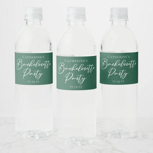 Étiquette Pour Bouteilles D'eau Emerald Green Bachelorette Party Personalized (Bouteilles)