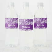Étiquette Pour Bouteilles D'eau Empreinte de marbre blanc et violet (Bouteilles)
