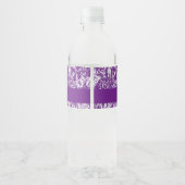 Étiquette Pour Bouteilles D'eau Empreinte de marbre blanc et violet (Dos)