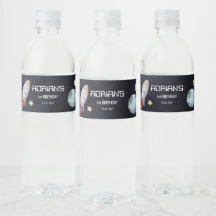 Étiquette Pour Bouteilles D'eau Espace 1er Anniversaire Premier Voyage Autour Du S
