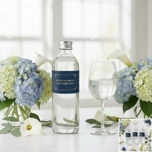 Étiquette Pour Bouteilles D'eau Étiquette de Bouteille d'Eau Chic Navy Or 80e Anni