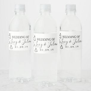Étiquette Pour Bouteilles D'eau Étiquette de bouteille d'eau de mariage noir blanc