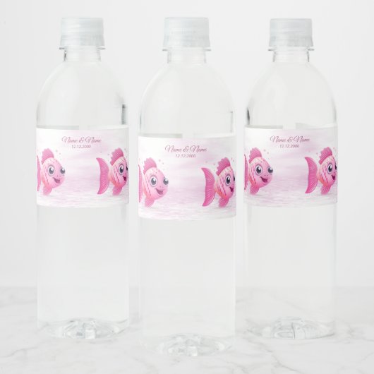 Étiquette Pour Bouteilles D'eau Étiquette de bouteille d'eau de poisson rose (Bouteilles)