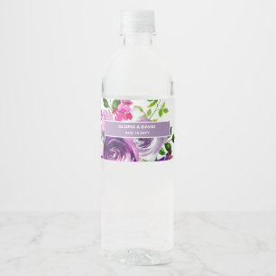Étiquette Pour Bouteilles D'eau Étiquette de Bouteille d'Eau Fleurie Violette Roma