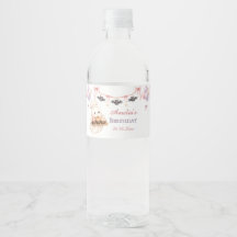Étiquette de bouteille d'eau Halloween rose Little