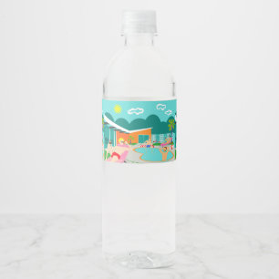 Étiquette Pour Bouteilles D'eau Étiquette de bouteille d'eau Retro Gay Pool