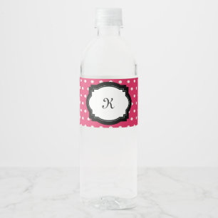 Étiquette Pour Bouteilles D'eau Étiquette de bouteille d'eau rose Poka Dot
