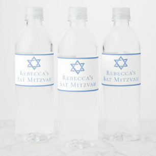Étiquette Pour Bouteilles D'eau Étoile bleue du parti bat mitzvah de David