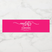 Étiquette Pour Bouteilles D'eau Félicitations Calligraphie Hot Pink Graduation (Étiquettes simples)
