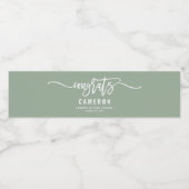 Étiquette Pour Bouteilles D'eau Félicitations Calligraphie Sage Green Graduation (Étiquettes simples)