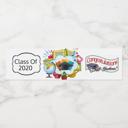 Étiquette Pour Bouteilles D'eau Félicitations Classe De 2020 Personnaliser L'Année (Étiquettes simples)