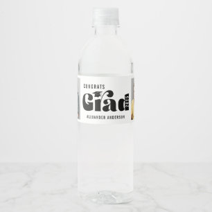 Étiquette Pour Bouteilles D'eau Félicitations Grad Bold Typographie 2 Photos Gradu