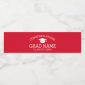 Étiquette Pour Bouteilles D'eau Félicitations Graduate Graduate Cap rouge blanc (Étiquettes simples)