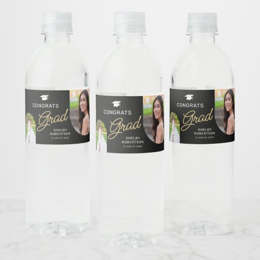 Étiquette Pour Bouteilles D'eau Félicitations Script Moderne Arch 2 Photo (Bouteilles)